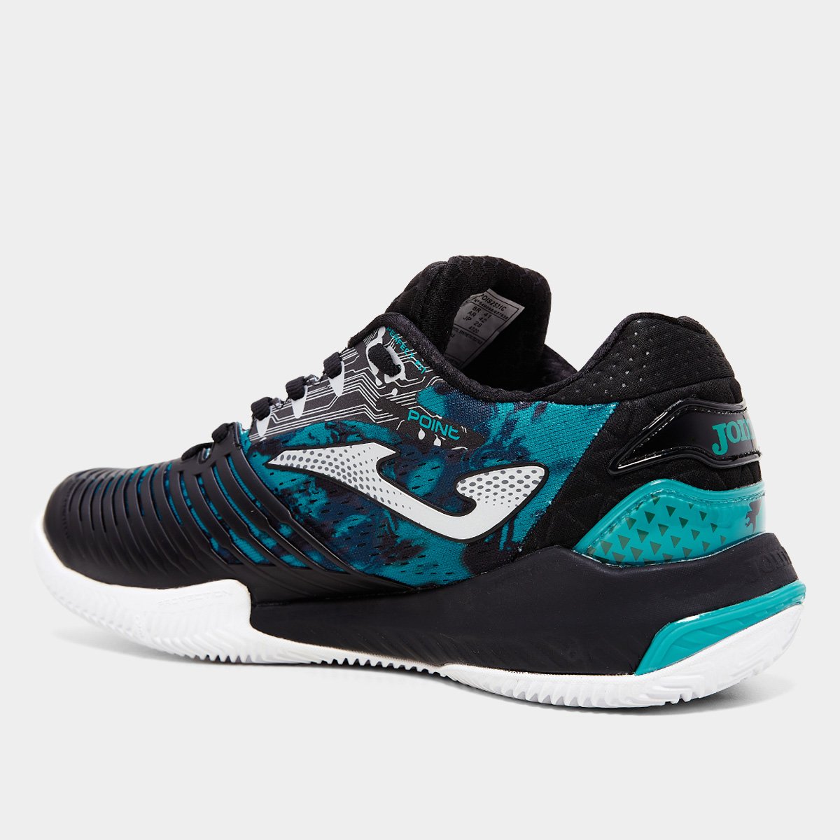 Miniatura Tênis Joma Point Saibro Masculino Preto+Azul Turquesa - 40