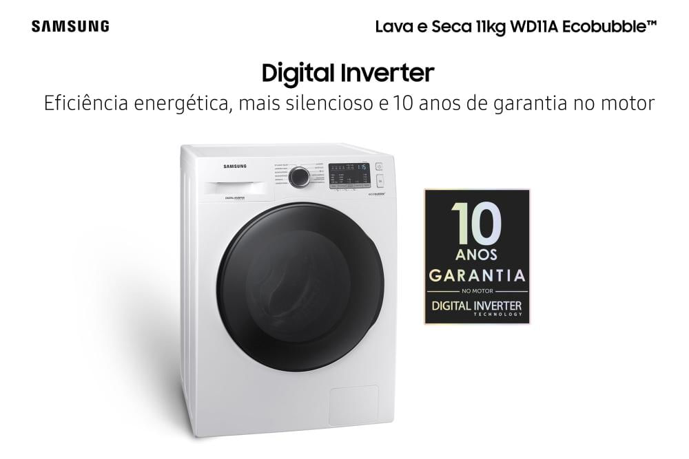 Miniatura Lava e Seca Samsung Ecobubble 11kg Branca WD11A 127V