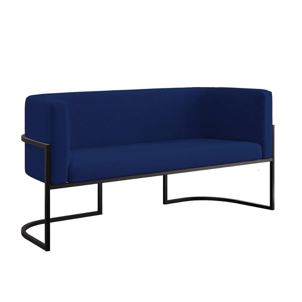 Miniatura Sofá Namoradeira 2 Lugares Moderna Base Metal Black Balaqui Azul Marinho