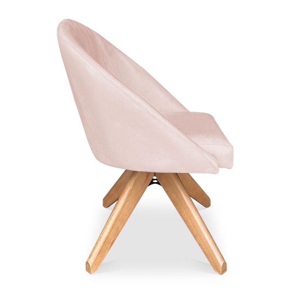 Miniatura Poltrona Cadeira Giratória Bela Suede Base De Madeira - Pallazio Rosa Bebê