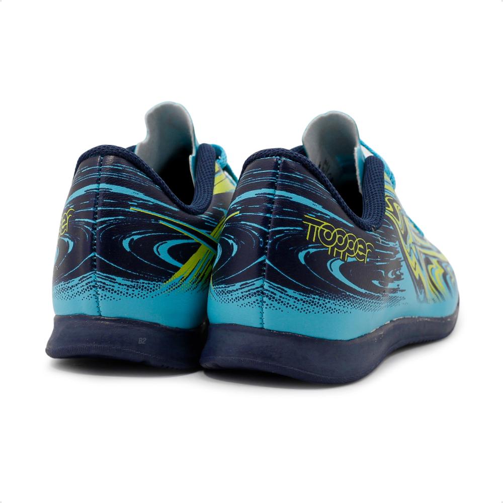 Miniatura Chuteira Futsal Topper Strike 5 Juvenil + 3 Pares de Meias Azul / Verde - 28