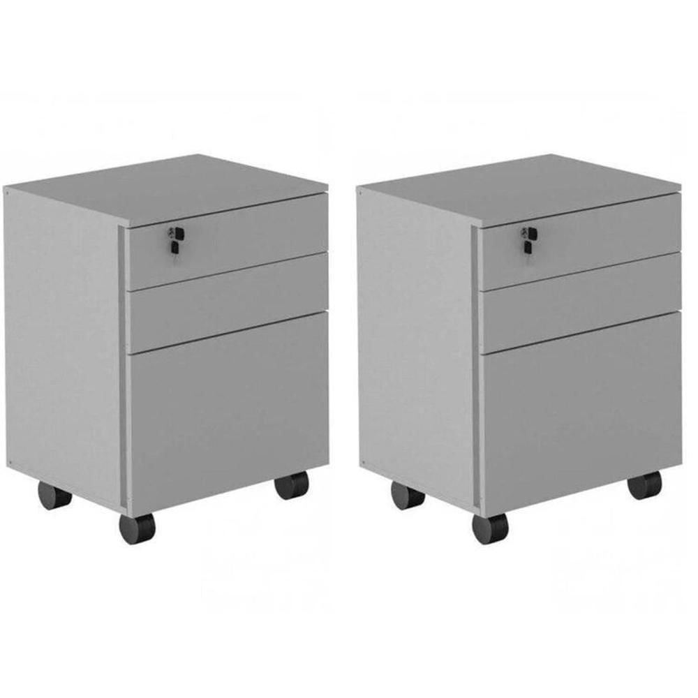 Miniatura Kit 2 Gaveteiros com Chave 3 Gavetas Charme Branco