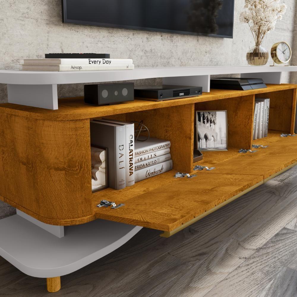 Miniatura Rack Para Tv 75 Polegadas Lebon Nature Off White