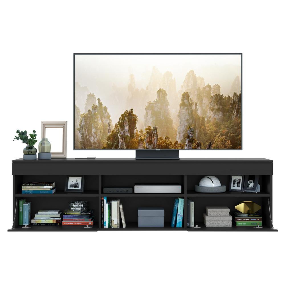 Miniatura Rack Suspenso Para Tv Até 65´´ Fg3326 Com 2 Portas Preto