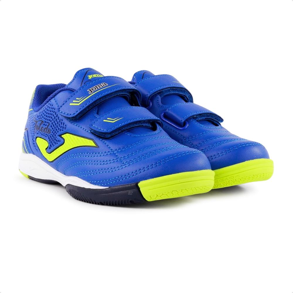 Miniatura Chuteira Futsal Joma Toledo Infantil Azul / Verde - 26