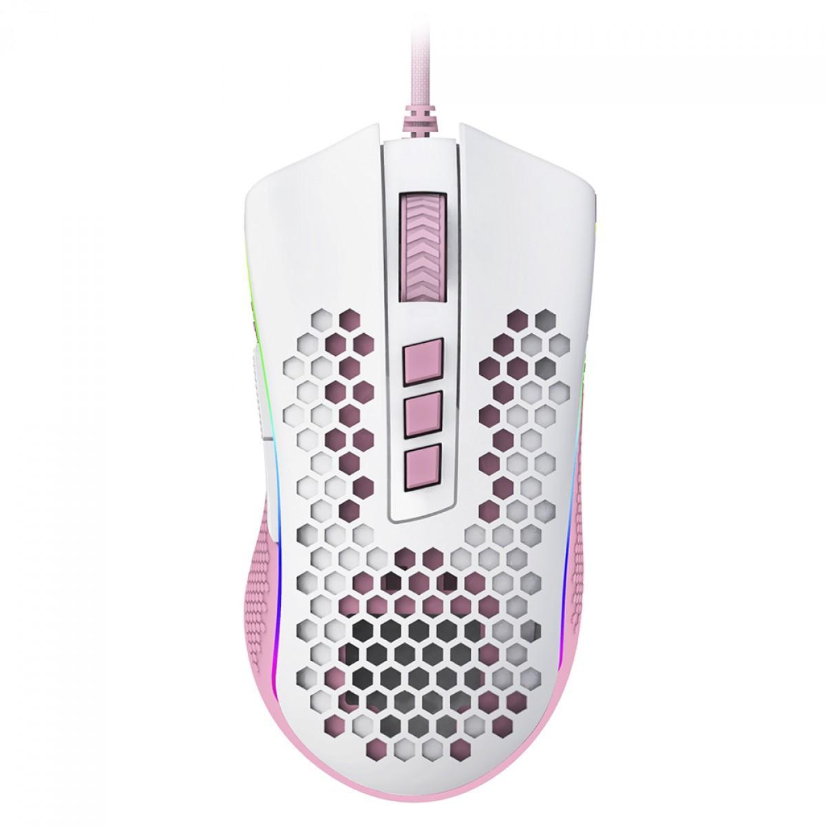 Miniatura Mouse Gamer Redragon Storm Rgb Branco E Rosa M808Wp-Rgb