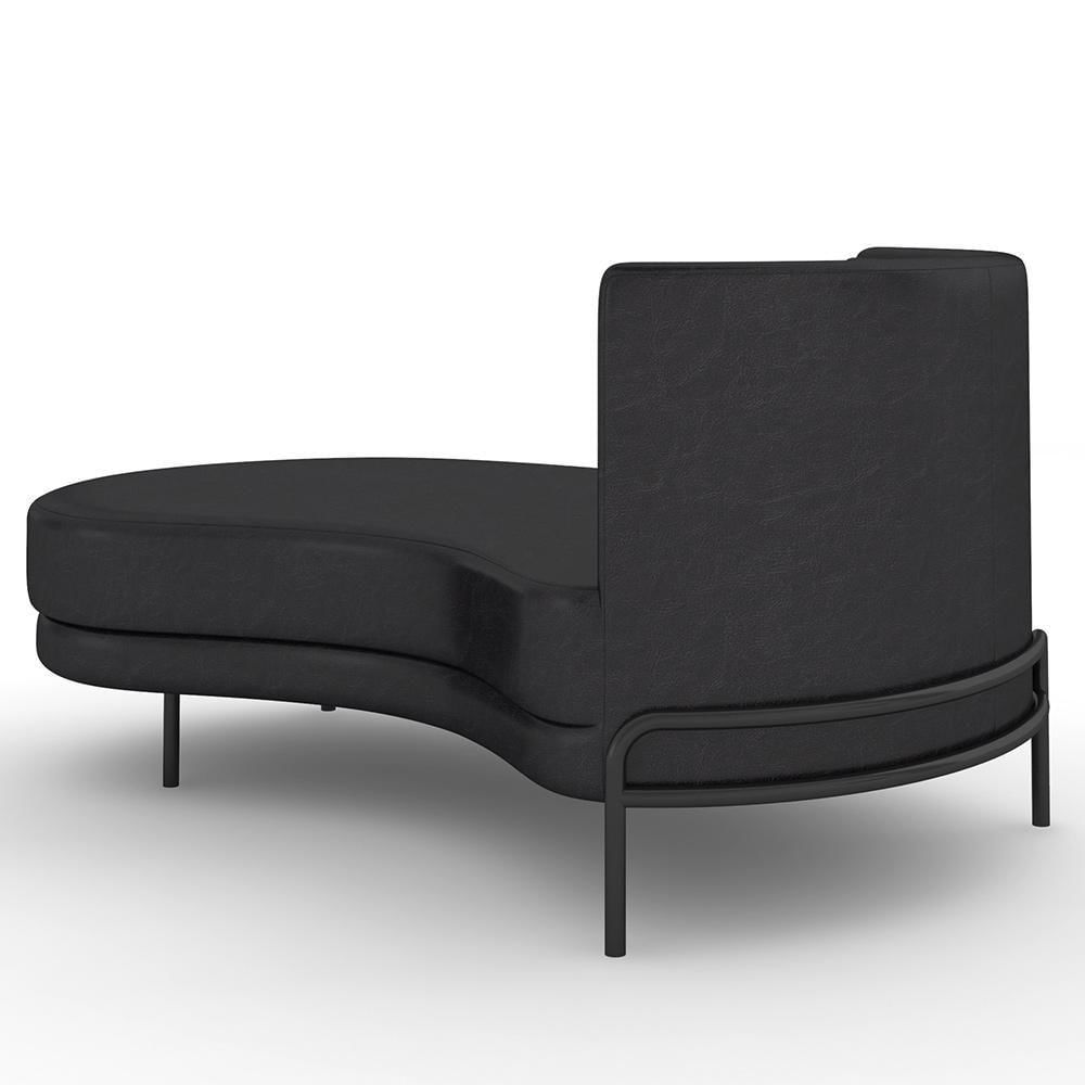 Miniatura Sofá Chaise Longue Sala De Estar Living Lucca Esquerdo D02 Couríssimo Preto B-159 - Lyam Decor