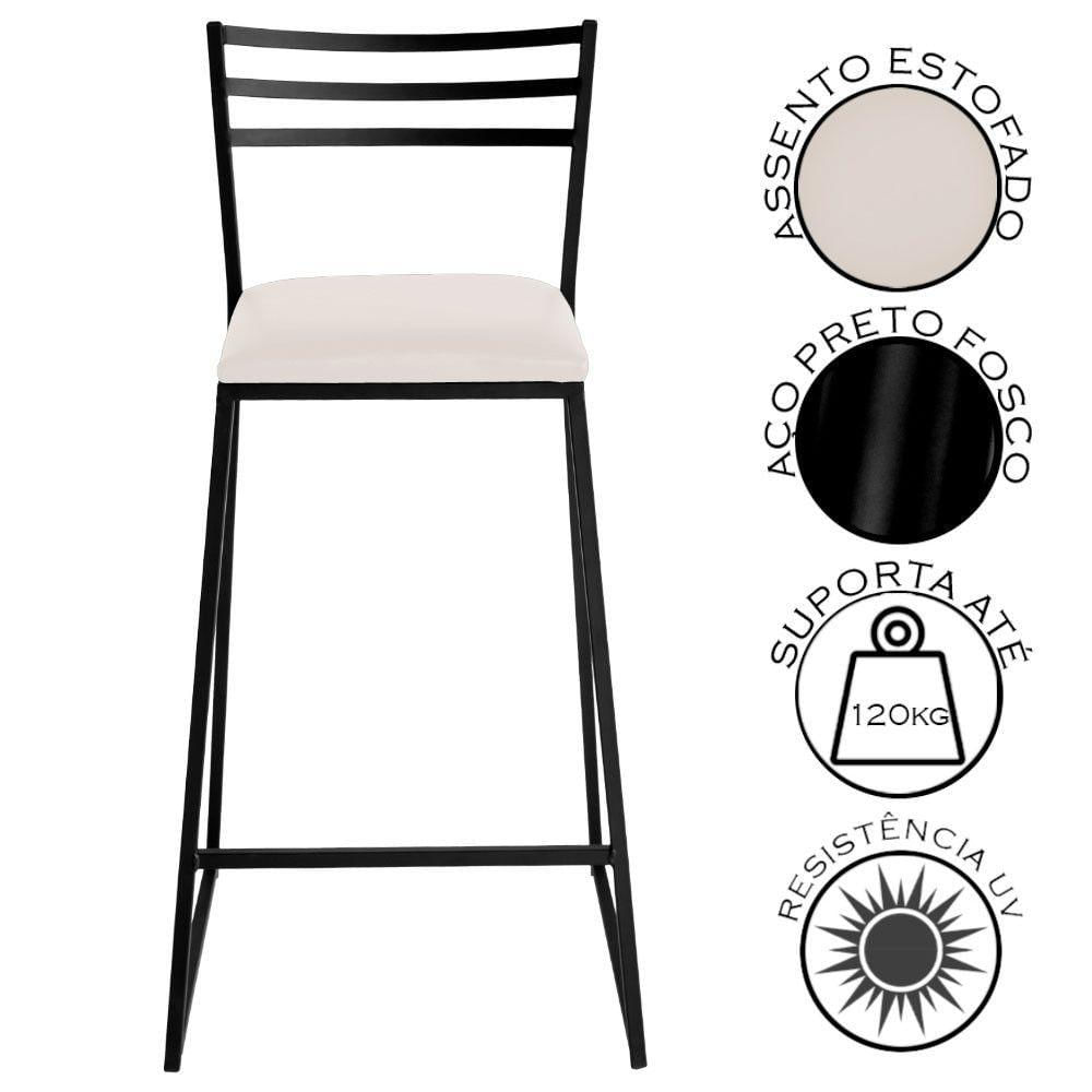 Miniatura Conjunto De 2 Banquetas Alta Lisboa De Aço De Carbono Branco Gelo