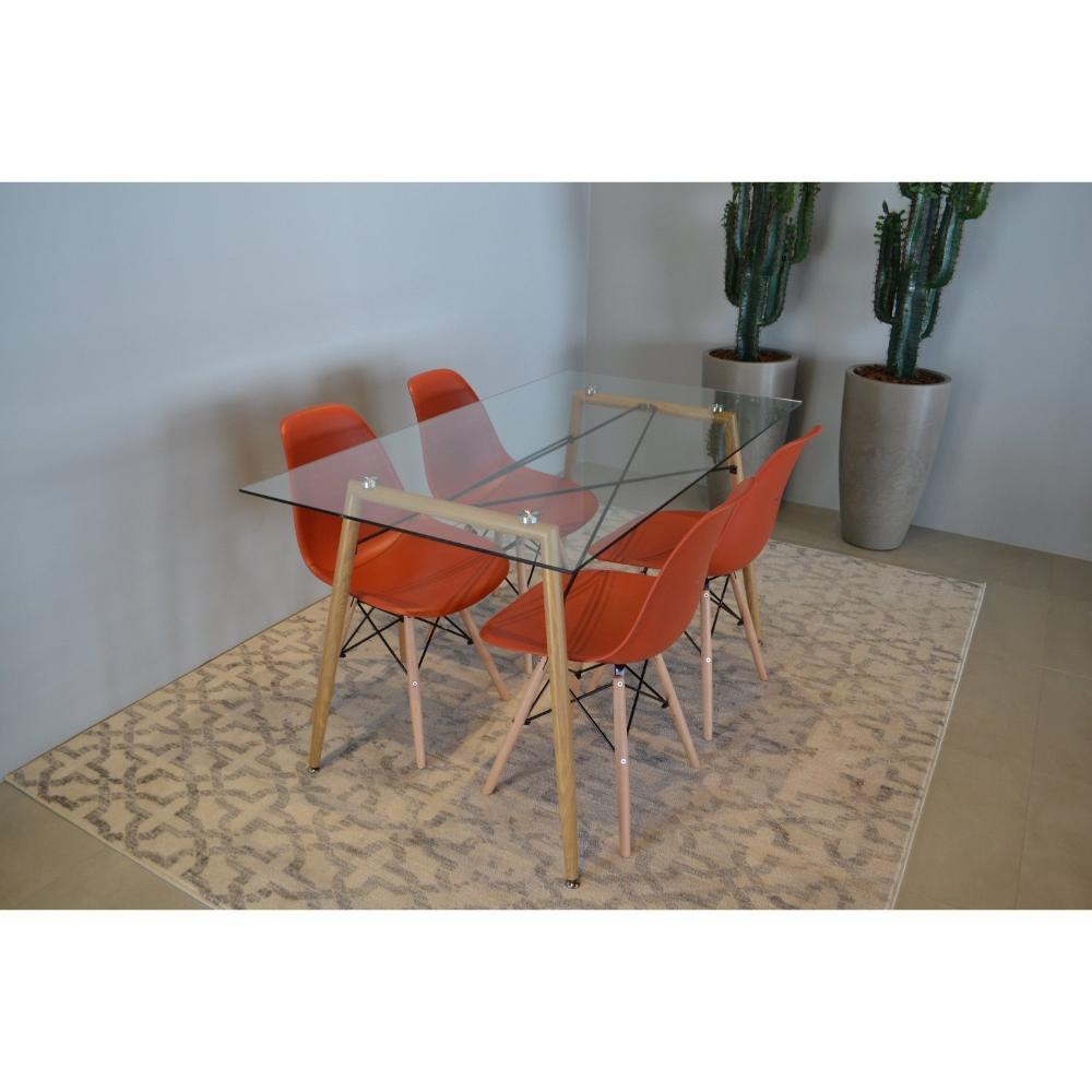 Miniatura Conjunto 2 Cadeiras Eiffel PP Base Madeira Rivatti Laranja Telha