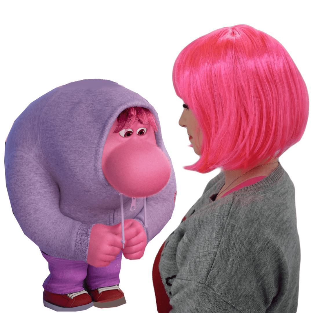 Miniatura Peruca Curta Rosa Cosplay Divertidamente Emoção Vergonha
