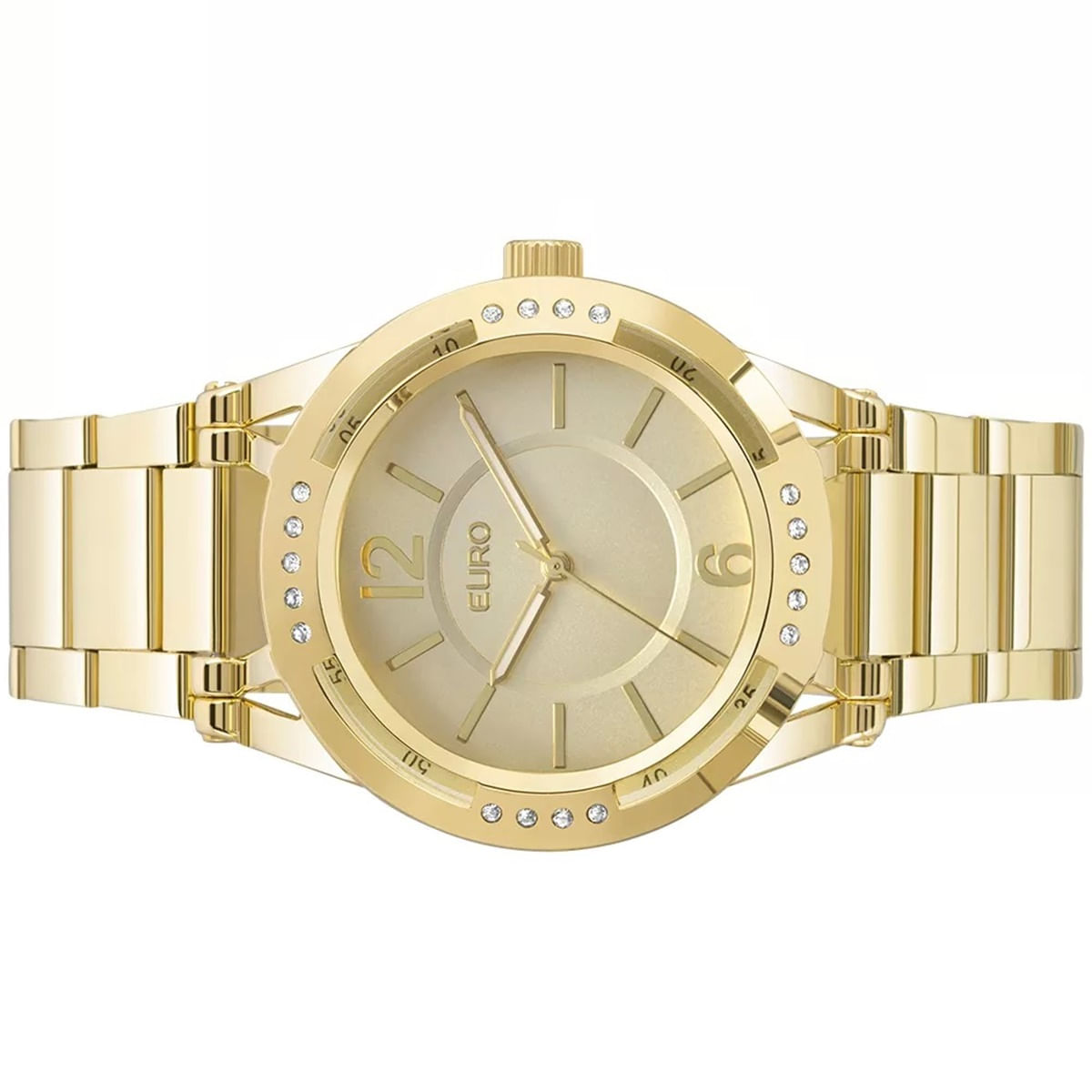 Miniatura Relógio analógico feminino dourado social Eu2035ymq/4d