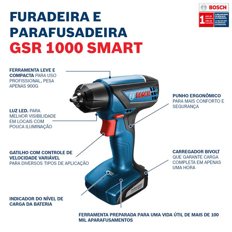 Miniatura Parafusadeira e Furadeira à Bateria 12V Bivolt BOSCH Bivolt
