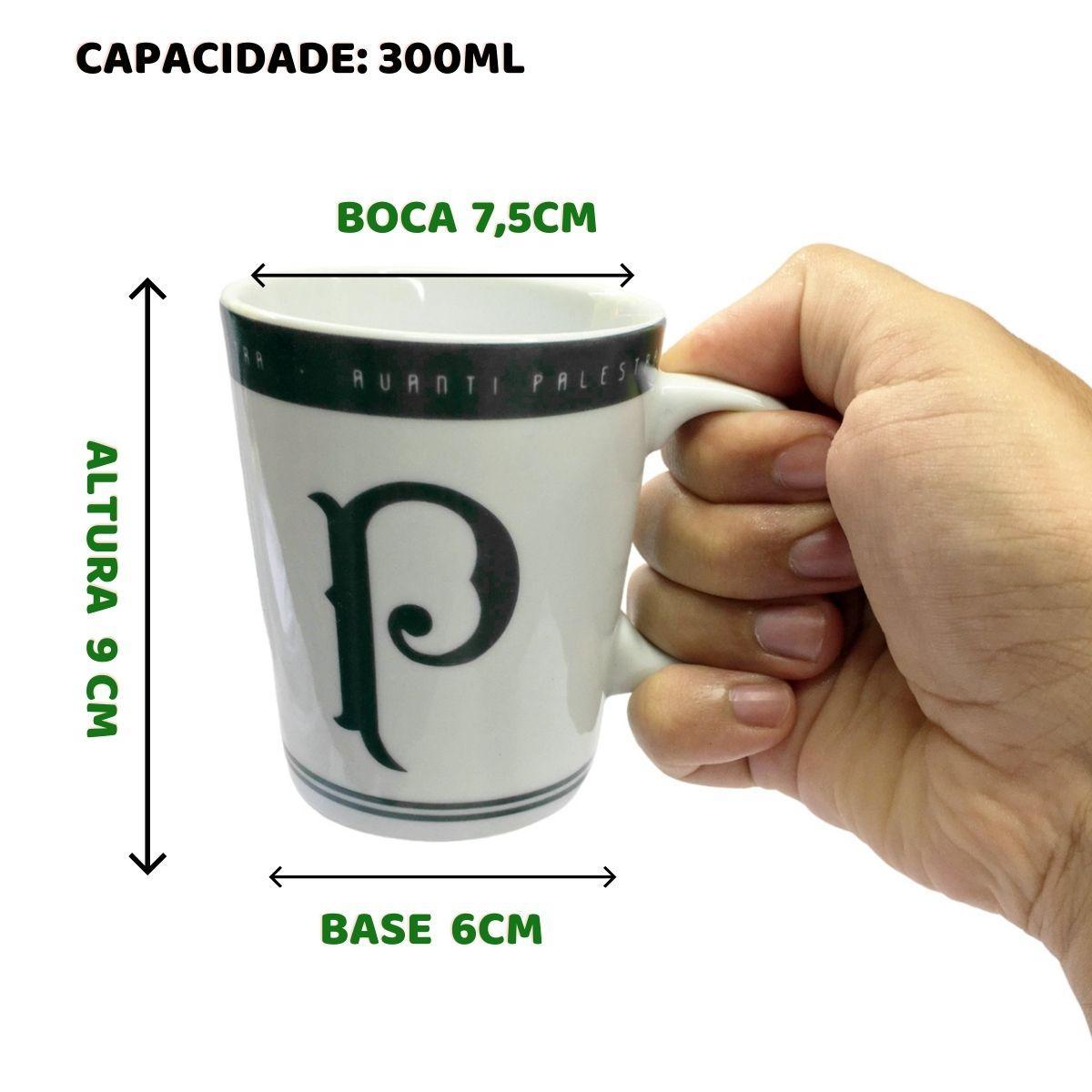 Kit 1 Caneca Xícara Porcelana Café + Caneca Verde Gel