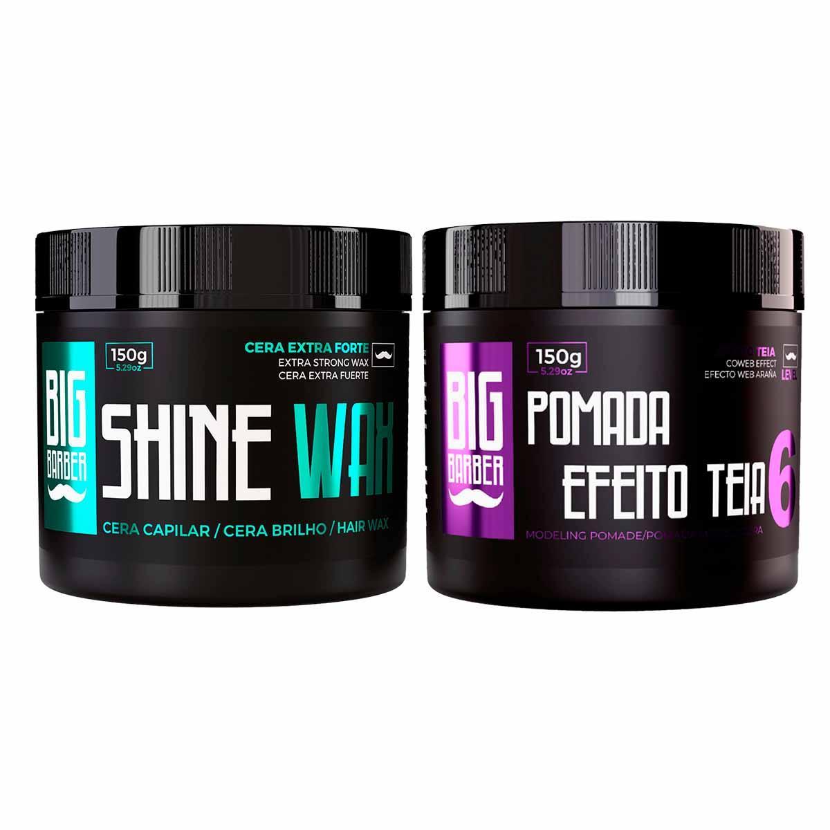 Miniatura Cera Modeladora Shine Wax E Pomada Efeito Teia Big Barber