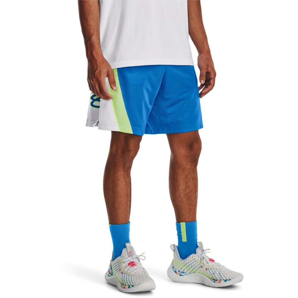 Miniatura Bermuda de Basquete Masculina Under Armour Curry Splash 9 Azul - G
