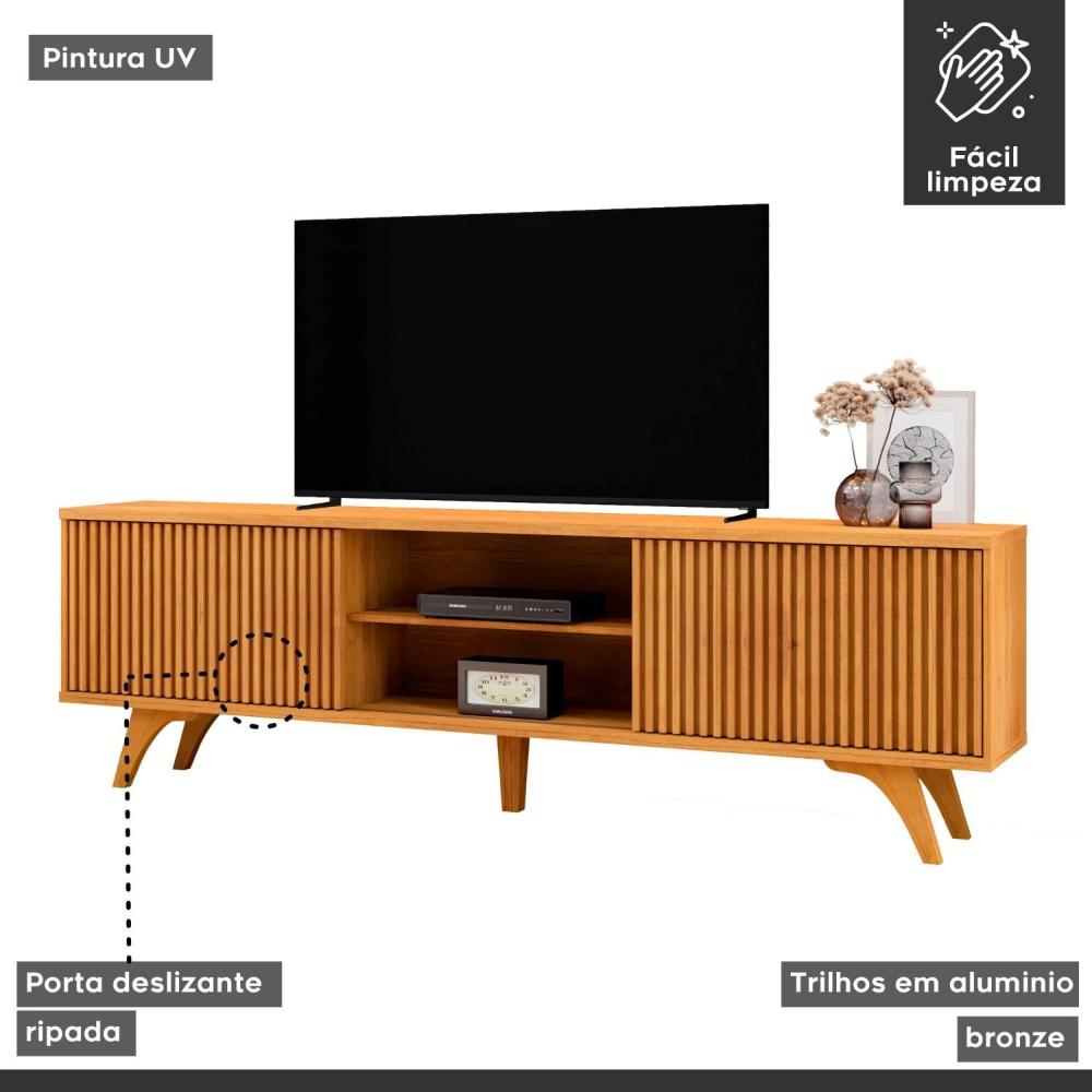 Miniatura Rack para Tv até 75 Polegadas 2 Portas de Correr 180cm Gaia Naturalle
