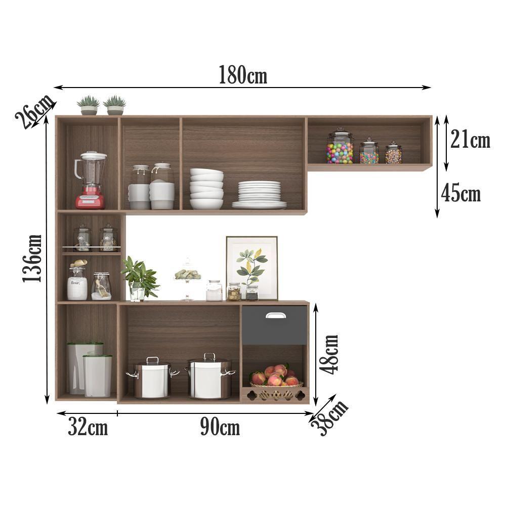 Miniatura Cozinha Compacta 7Pts 10019 Carvalho Oak Grafite
