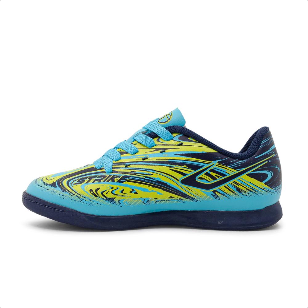 Miniatura Chuteira Futsal Topper Strike 5 Juvenil + 3 Pares de Meias Azul / Verde - 28