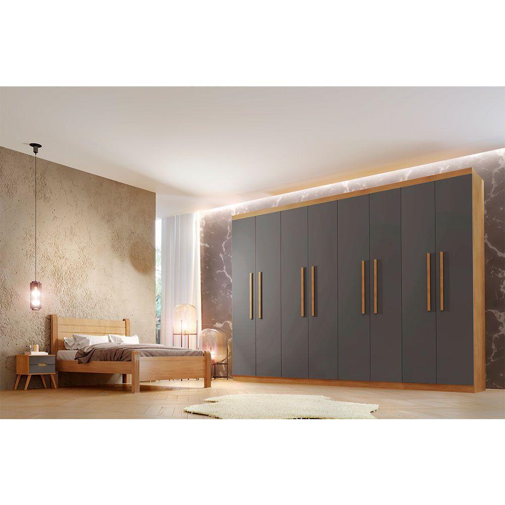 Miniatura Guarda Roupa Casal Hera 8 Portas E 4 Gavetas Rufato Imbuia Com Grafite