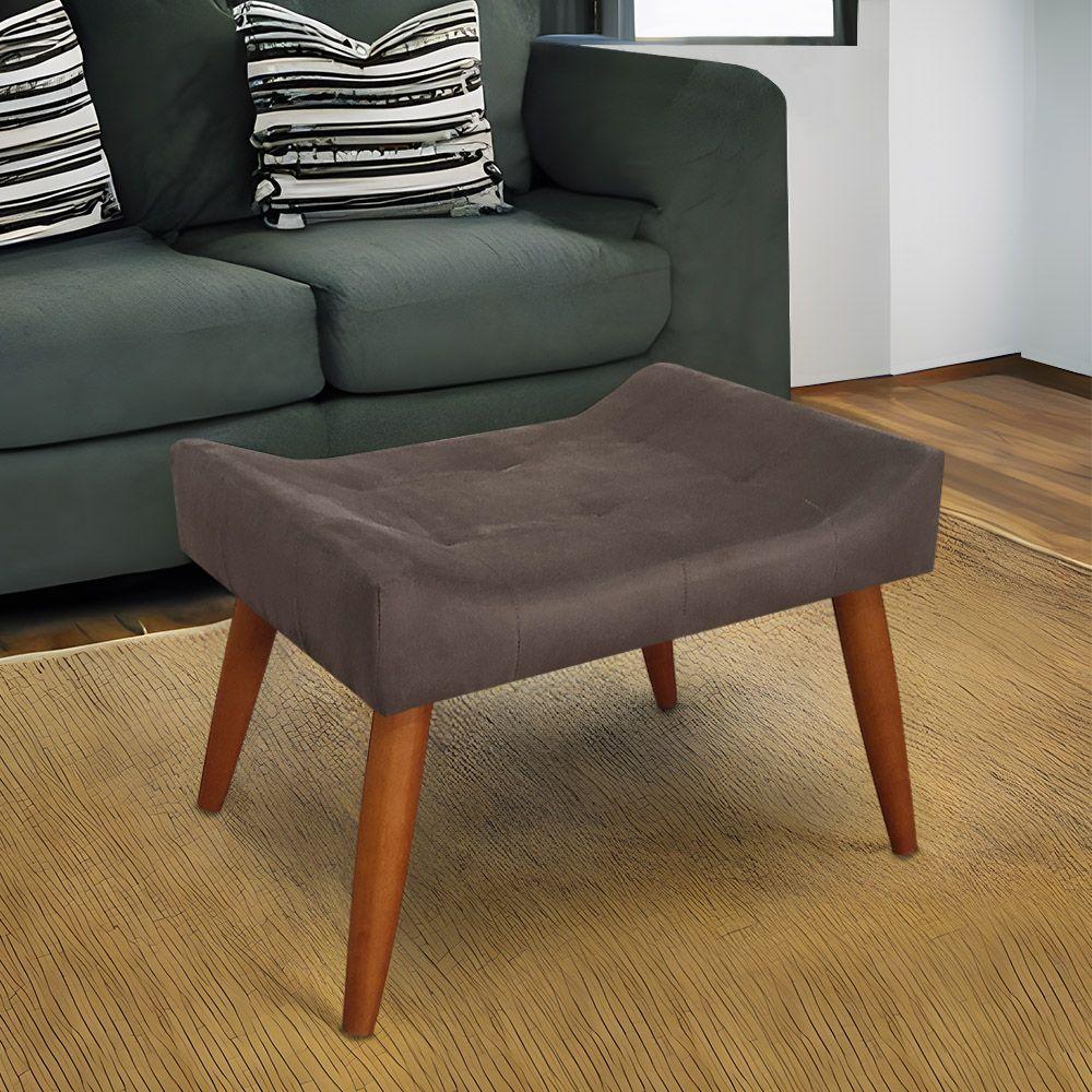 Puff Deativo Roma Veludo Marrom Chocolate