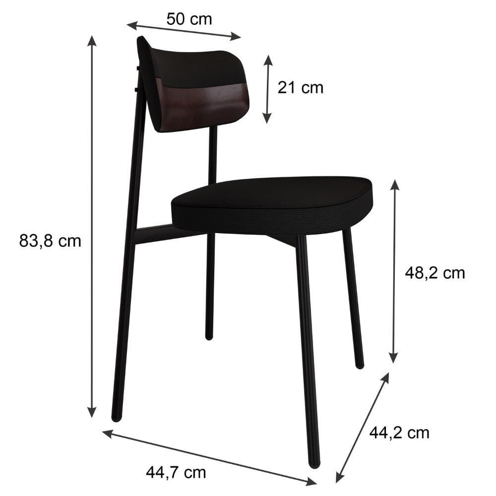 Cadeira Alloa Fixa C/4 Pés 50 X 44,7 X 83,8 Cm C/1 Un. Corriente Preto/courino Café Corriente Preto/courino Café