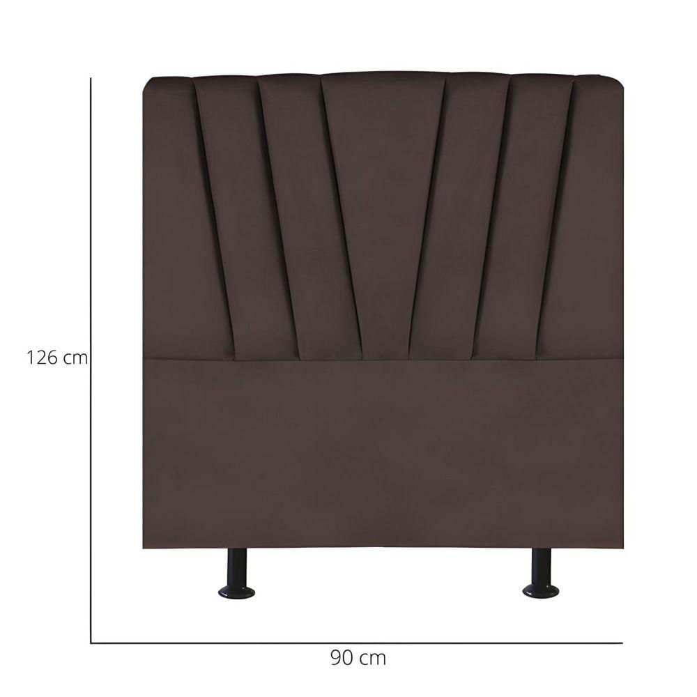 Miniatura Cabeceira Solteiro Cama Box Estofada 90 Cm Lile Suede Marrom