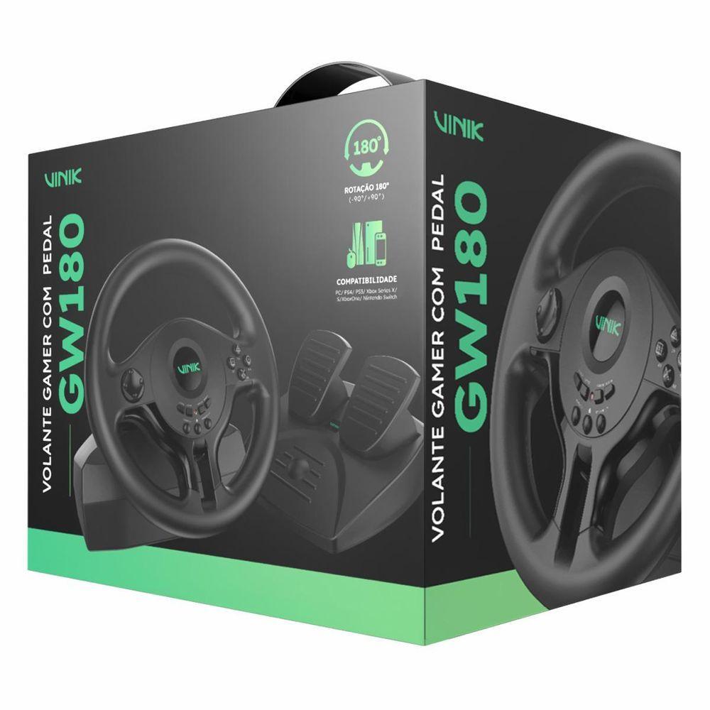 Miniatura Volante Gamer Com Pedal Gw180 Vinik Para Pc - Ps4 - Xbox -