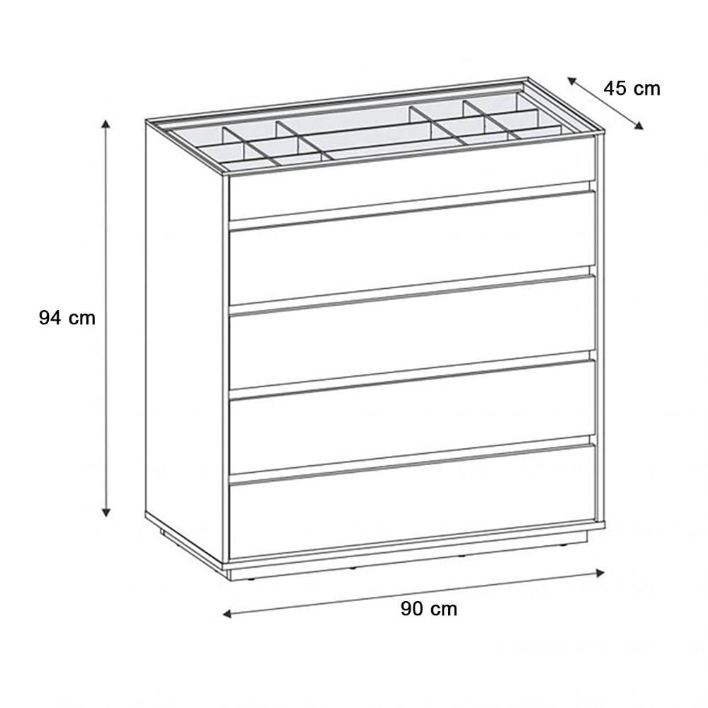 Cômoda Organizadora Ellie 5 Gavetas - D'rossi Cor Cinza Pérola