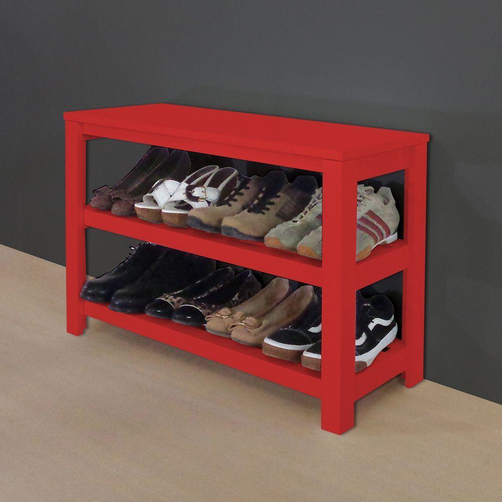 Sapateira Banco De Piso Para Closets E Quartos 8 Pares Sapatos Vermelho Laca
