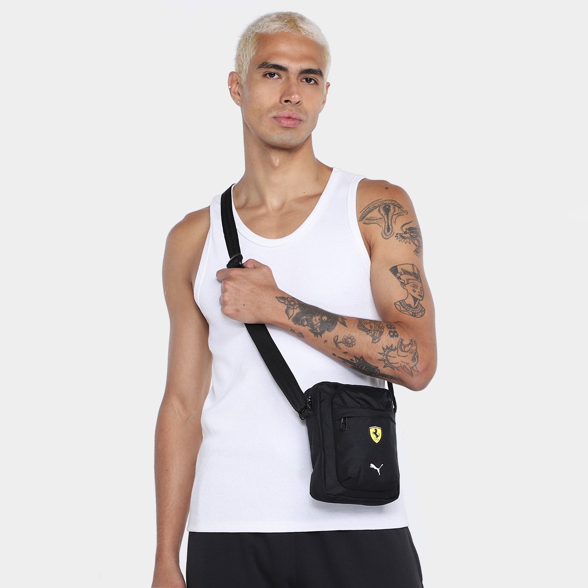 Miniatura Shoulder Bag Puma Ferrari SPTWR Race Portable Preto