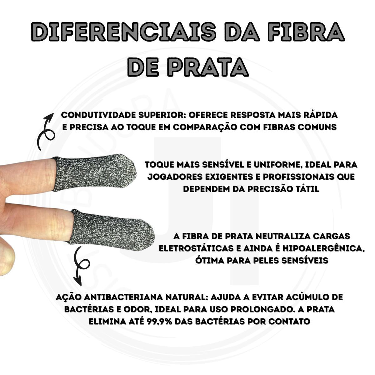 Miniatura Kit 20 Luvas Dedo Fibra Prata Gamer Profissional Jogar Pubg
