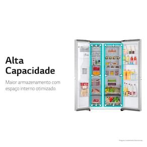 Geladeira LG Side by Side Inverter GC-X257CSH Frost Free com Tecnologias InstaView, UVnano, Thinq e Craft Ice Aço Escovado - 598 L 110V