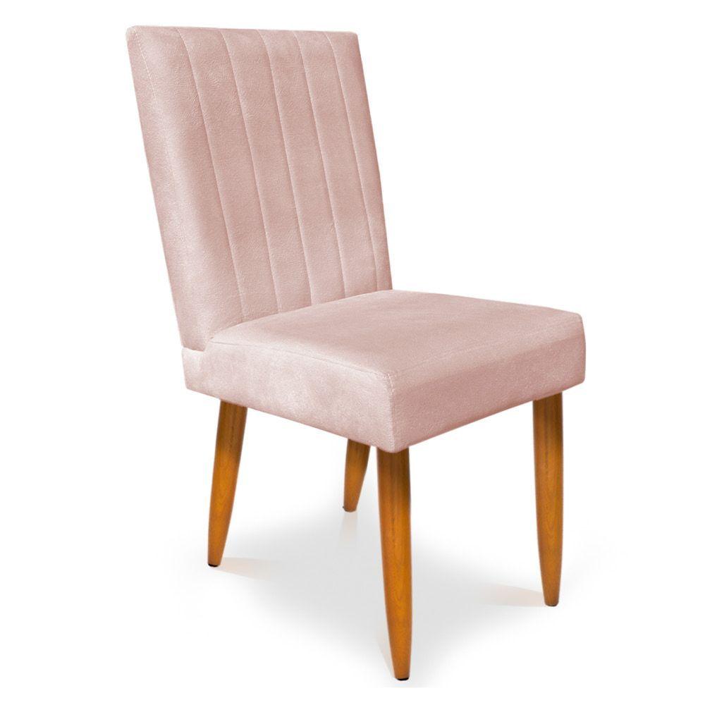 Miniatura Kit 2 Cadeiras De Jantar Acapulco Suede Rosa Bebê Pés Palito Castanho - Pallazio