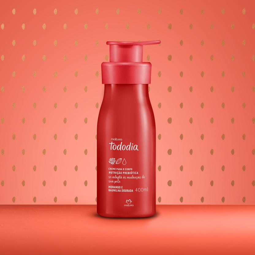 Miniatura Creme para o Corpo Natura Tododia Morango e Baunilha Dourada 400ml