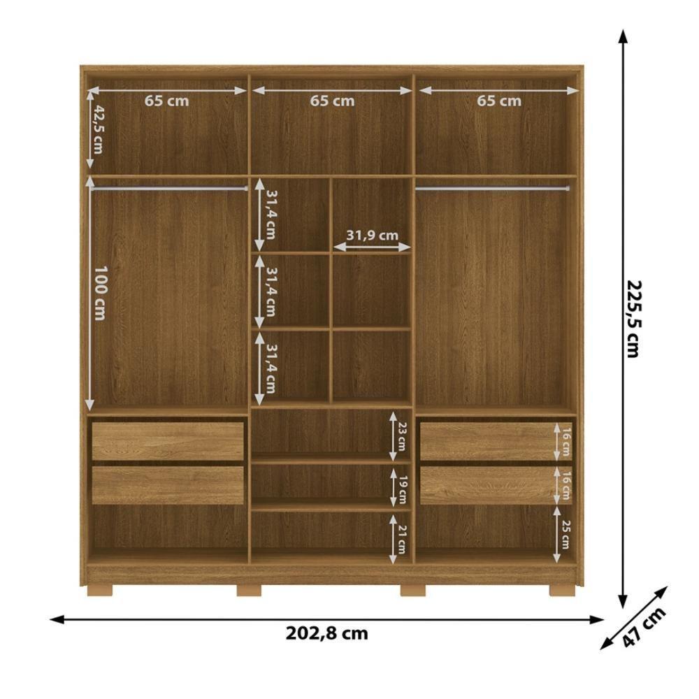 Miniatura Guarda Roupa Casal 6 Portas 4 Gavetas Noronha Nature-alasca