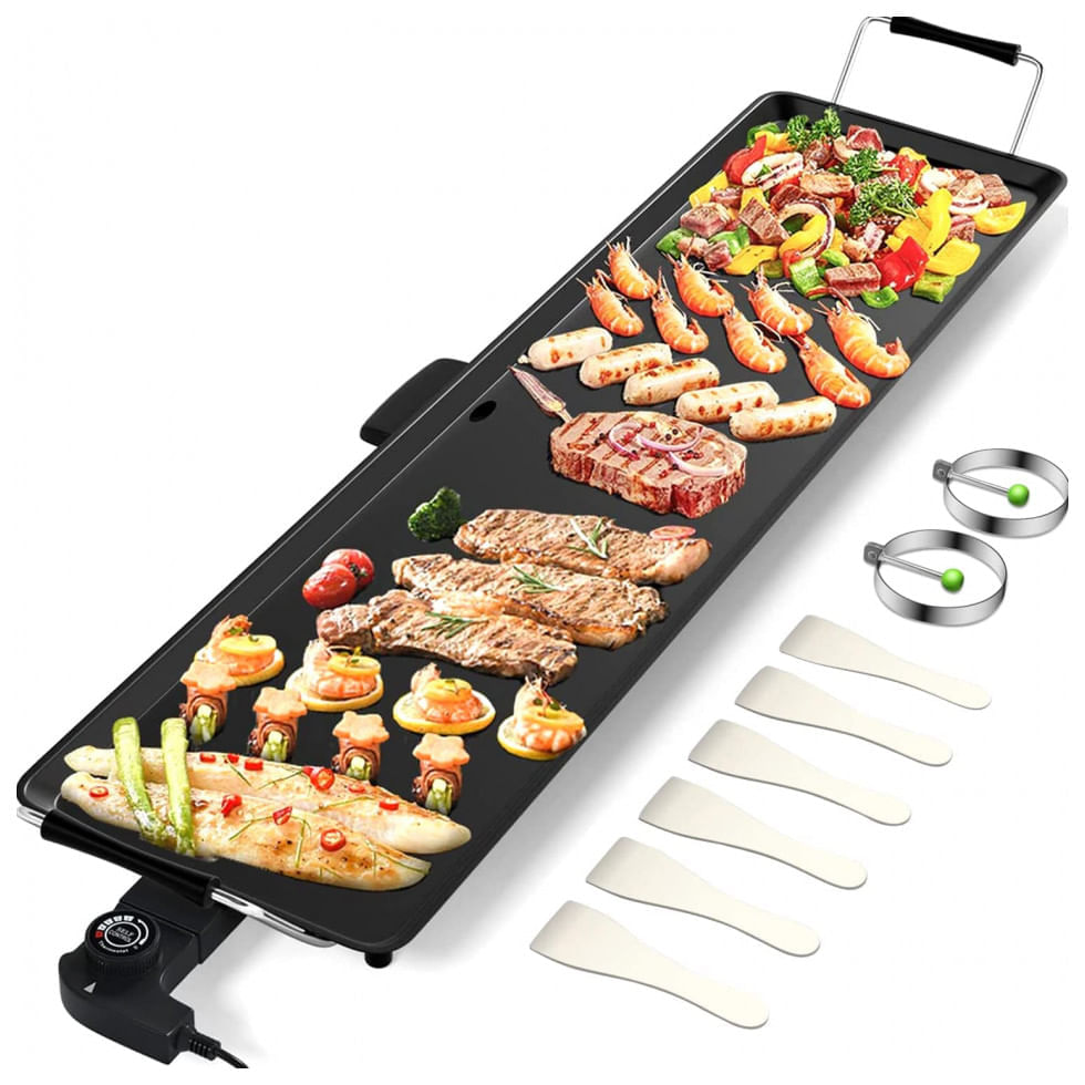 Miniatura Churrasqueira Grill Elétrica para até 12 Pessoas com Pingadeira e Temperatura Ajustável, 110V, ARLIME, Preta