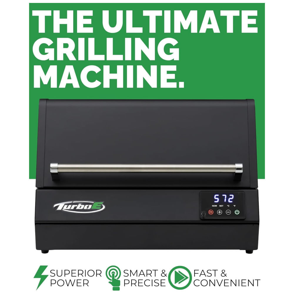 Miniatura Churrasqueira Elétrica Turbo E Outdoor 1700W com Grill Infravermelho de 61cm e Protetor de Tela, Ideal para Churrascos ao Ar Livre,Plugngrill
