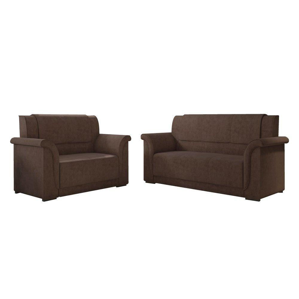 Miniatura Sofá 2 E 3 Lugares Itália Marrom Suede Marrom
