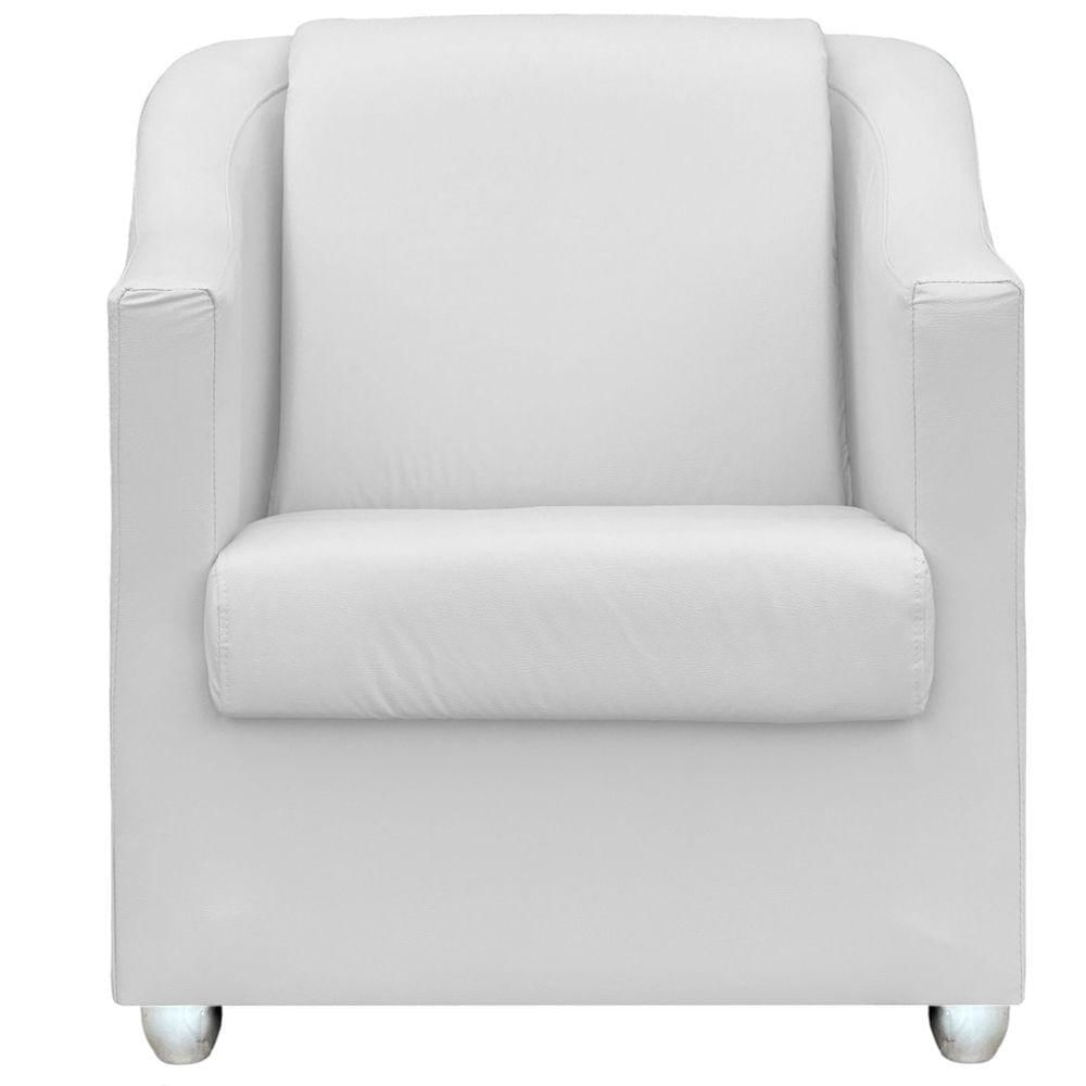 Miniatura Poltrona Decorativa Para Sala Mila Corino Cores Pé De Plástico Cromado - Branco, Corino