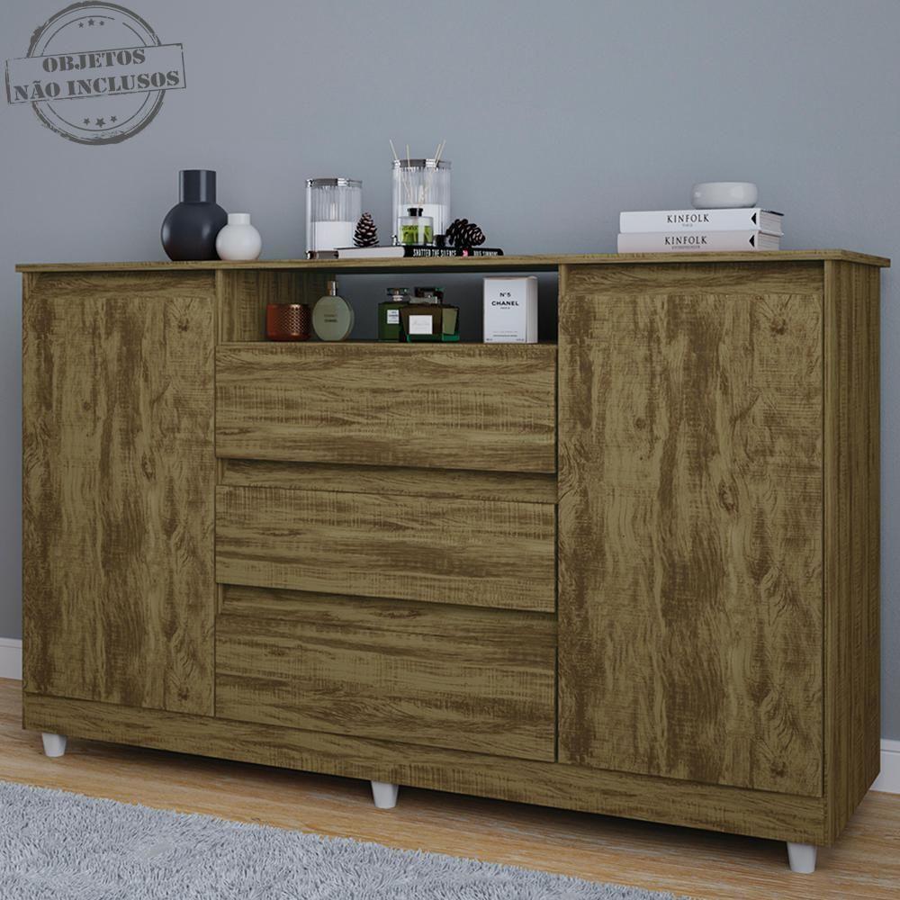 Comoda Sapateira 3 Gavetas 2 Pts Ve83 Amendoa Wood Mpri Amendoa Wood