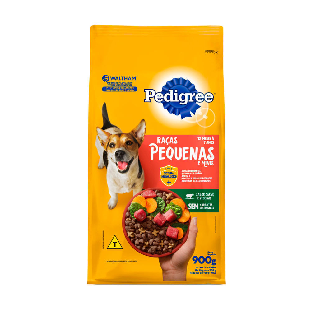 Miniatura Ração para Cães Pedigree Raças Pequenas e Minis Carne e Vegetais 900g