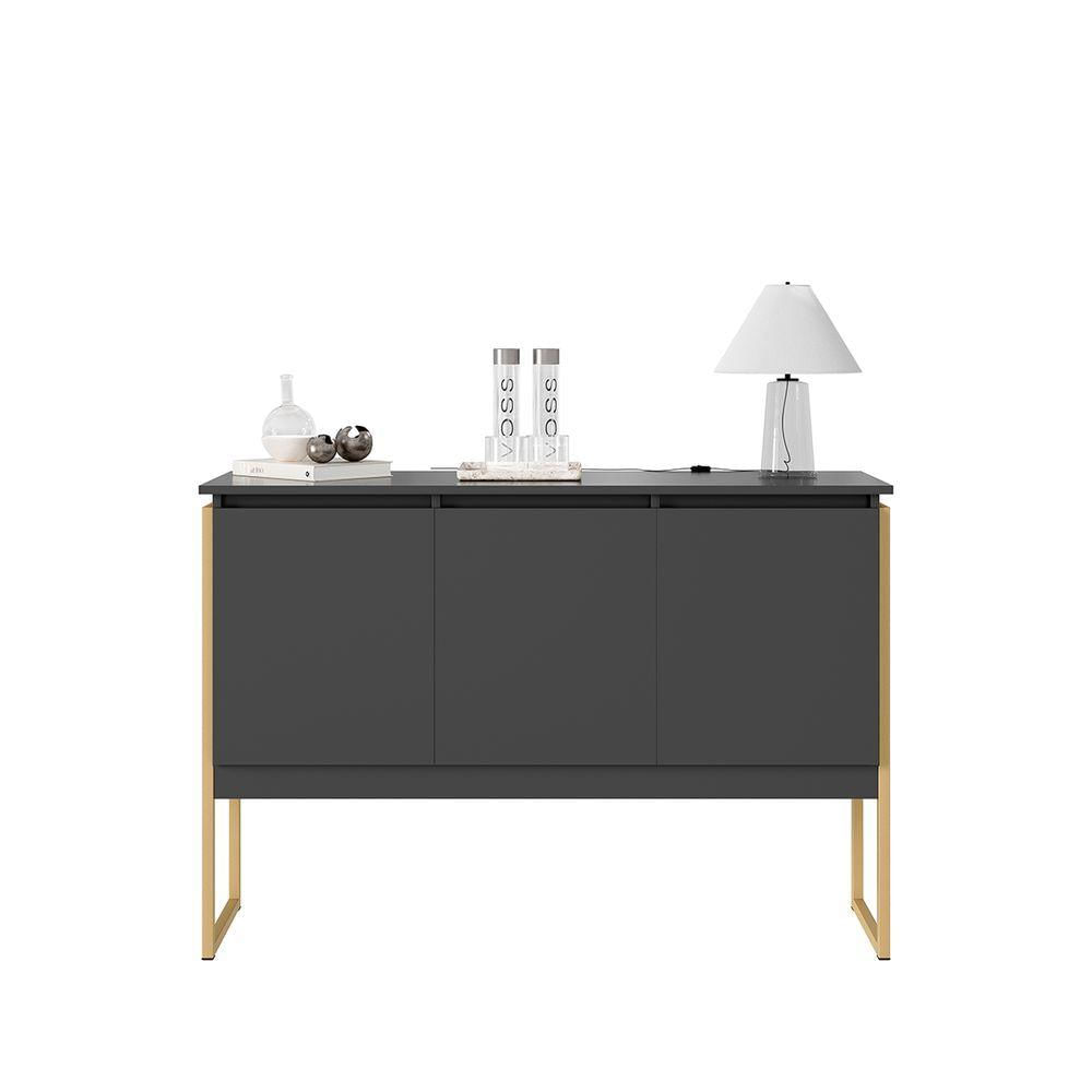 Miniatura Buffet Classico Com 3 Portas Veneza Preto Dourado