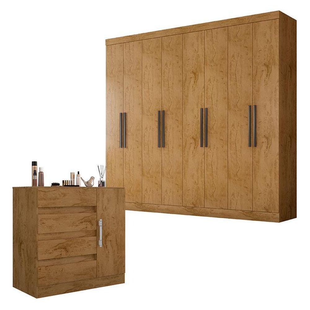 Miniatura Guarda Roupa Casal Prime 1684 E Cômoda 8000 Freijó - Araplac