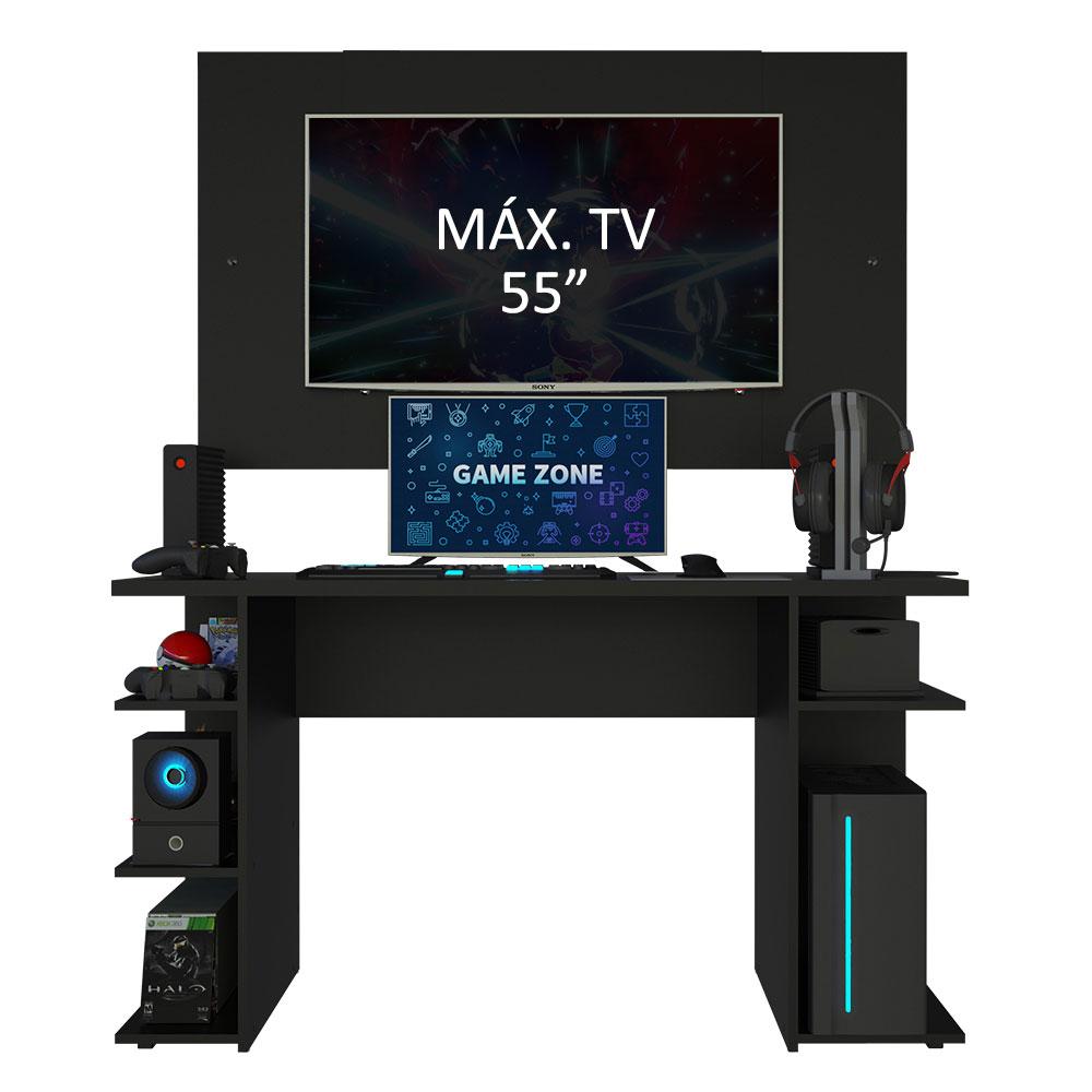 Miniatura Mesa para Computador Gamer Madesa 9409 e Painel para TV até 58 Polegadas - Preto Preto