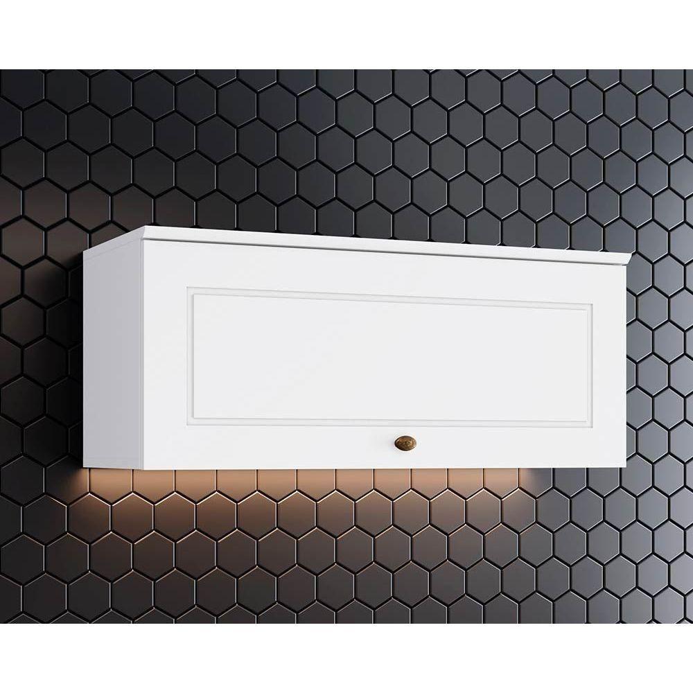 Miniatura Armário Aéreo P- Cozinha Americana Geladeira C-1 Porta Basculante 80x34cm Branco - Henn