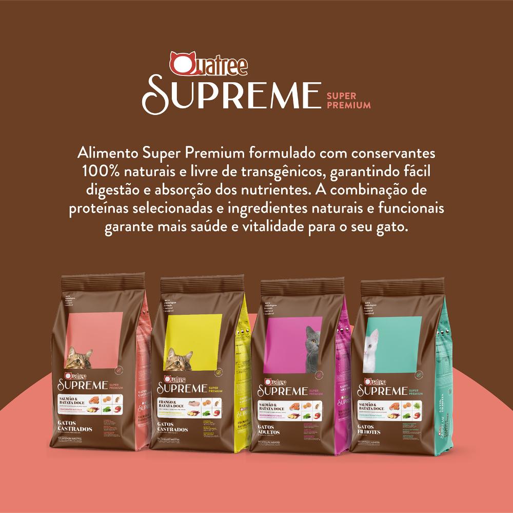 Ração Seca Quatree Supreme Salmão e Batata Doce para Gatos Castrados - 10,1 Kg