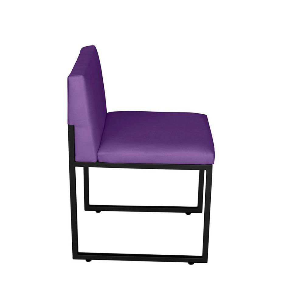 Miniatura Kit 2 Cadeira De Jantar Escritorio Industrial Vittar Ferro Preto Suede Roxo