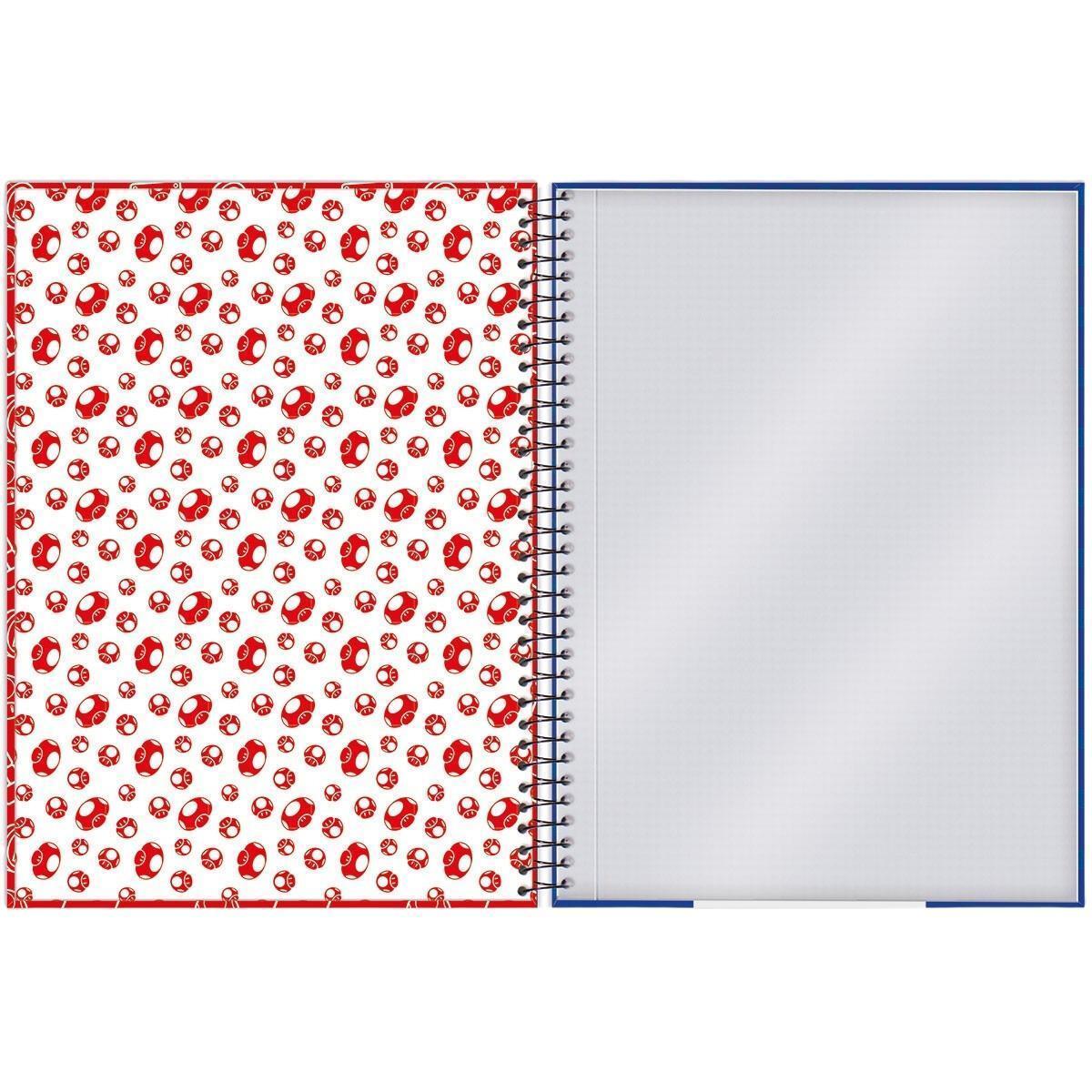 Caderno Super Mario Bros Capa Dura Espiral 1 Matéria Escolar