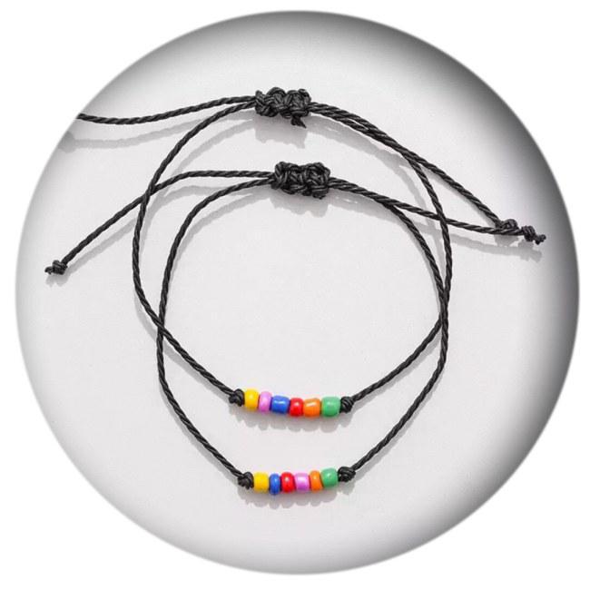 Miniatura Pulseira Casal Fecho Miçangas Pride Colorida Detalhes P0078