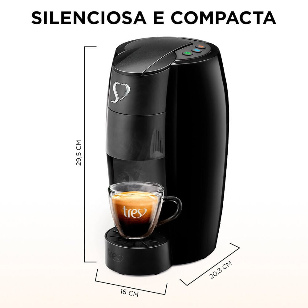 Miniatura Cafeteira Espresso LOV TRES 3 Corações Preto - 110V
